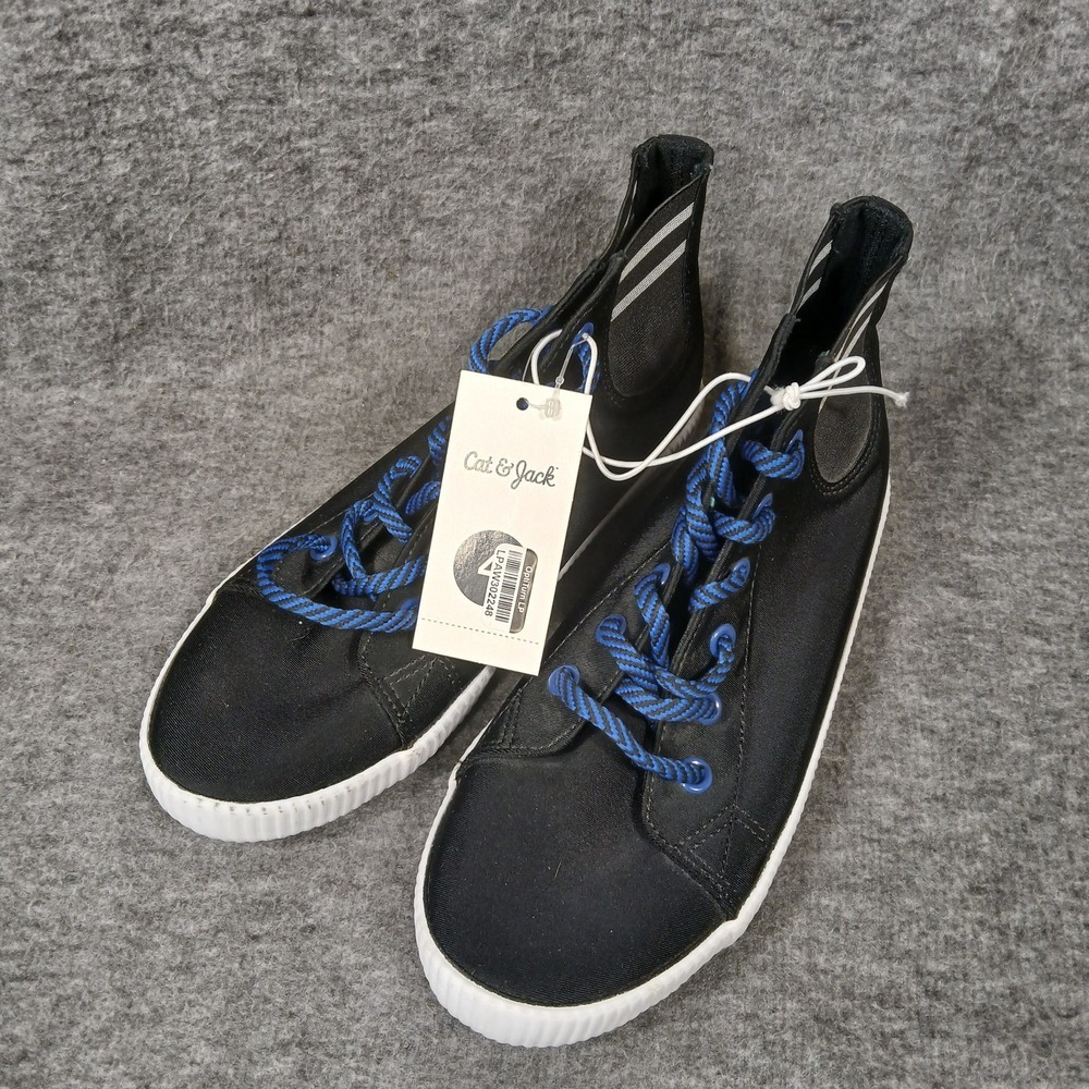 Cat & Jack Size 4 Youth Black/Arlie Sneakers with Blue Laces 077040995 NWT